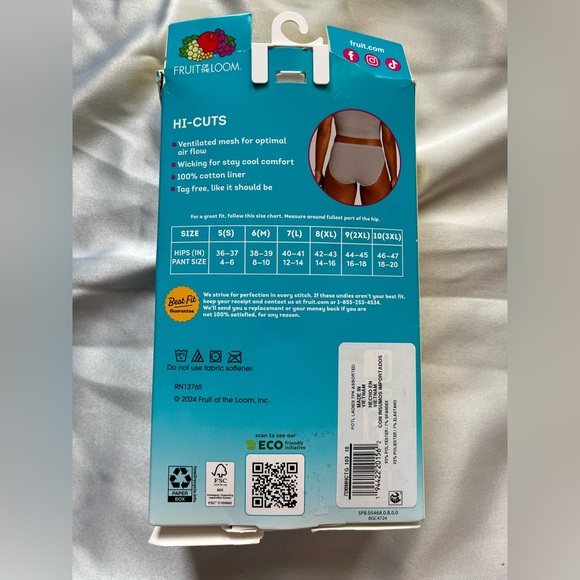 Fruit of the Loom Women's 6pk + 1 Bonus Breathable Micro-Mesh Hi-Cut Underwear - Picture 3 of 3